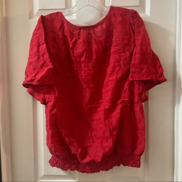 Style & Co Red-Pink Scoop Neck Short Sleeve Blouse - Picture 7 of 7